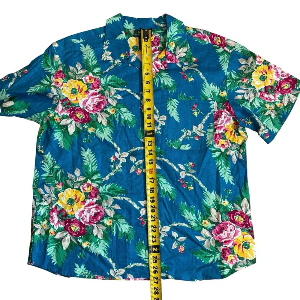 Lauren Ralph Lauren Floral Hawaiian Shirt Sz 16 Coastal Beach Linen Vacay Women - Picture 5 of 8
